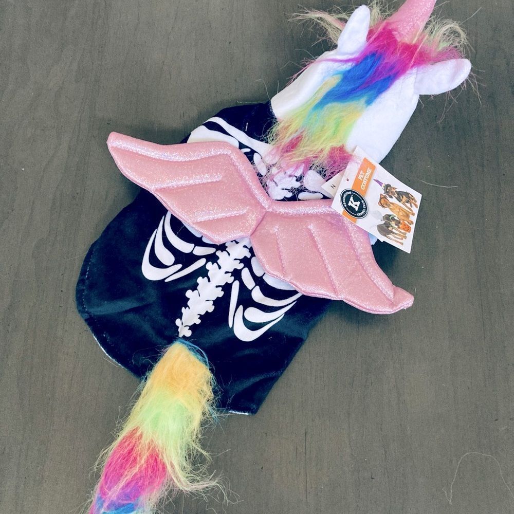 Pet Halloween Unicorn Skeleton Dog Costume
